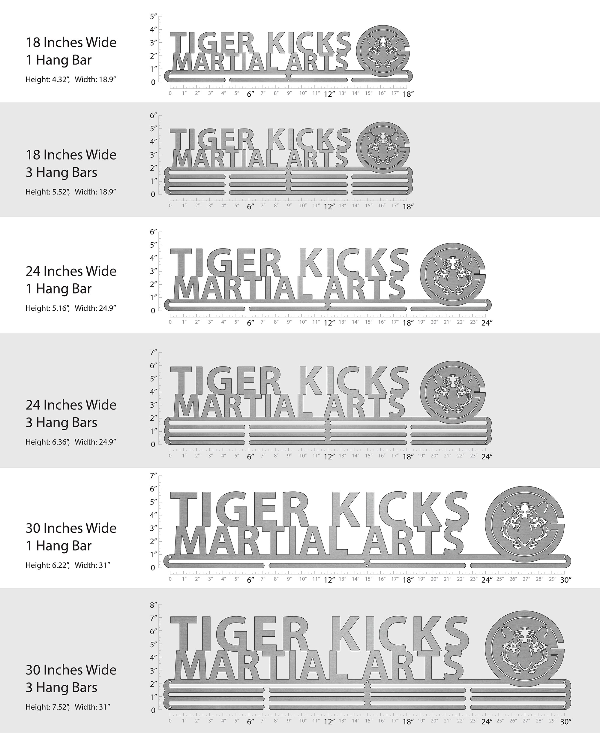 Tiger Kicks Martial Arts Logo on Right Side Sport & Running Medal