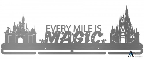 Every Mile Is Magic Bib and Medal Display - detailed castles edition