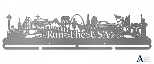 Run The USA Bib and Medal Display